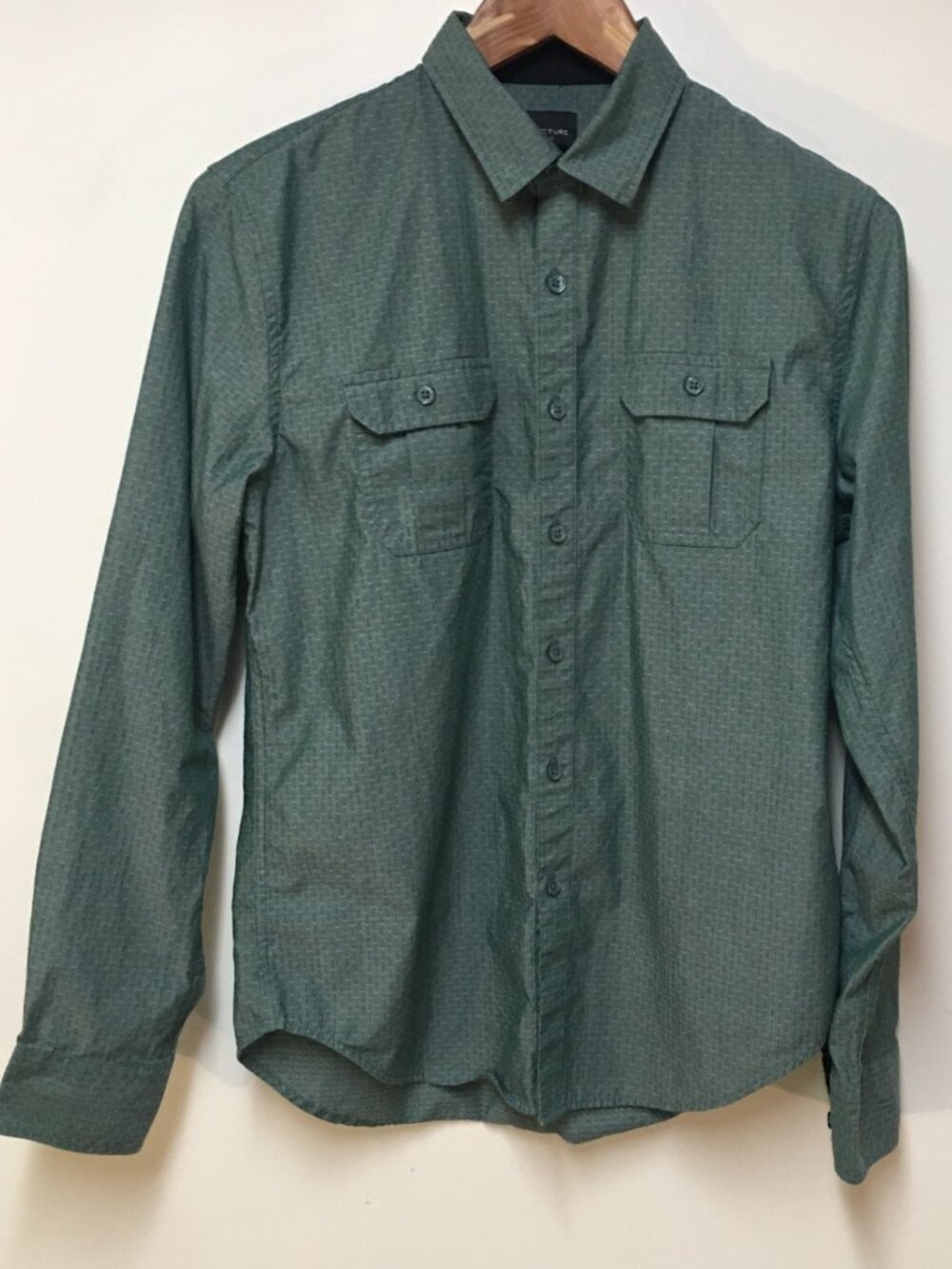 Structure Modern Fit Mens S‎ Shirt Green Button Up Cotton Retro Preppy Colorful